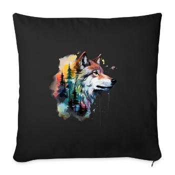wolf - Sofa pillowcase 17,3'' x 17,3'' (45 x 45 cm) - black - Front