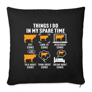 Ce que je fais pendant mon temps libre vaches drôles vaches - Housse de coussin décorative 45 x 45 cm - noir - Devant