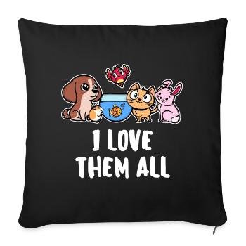 Fish I Love Animals Pets Statement Dog - Sofa pillowcase 17,3'' x 17,3'' (45 x 45 cm) - black - Front