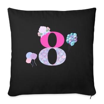 8th birthday mermaid - Sofa pillowcase 17,3'' x 17,3'' (45 x 45 cm) - black - Front