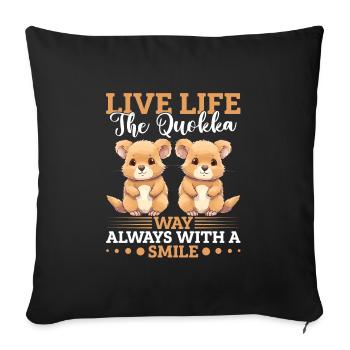 Live Life The Quokka - Sofa pillowcase 17,3'' x 17,3'' (45 x 45 cm) - black - Front