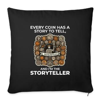 Coin Collecting Collector Numismatic Numismatist - Sofa pillowcase 17,3'' x 17,3'' (45 x 45 cm) - black - Front