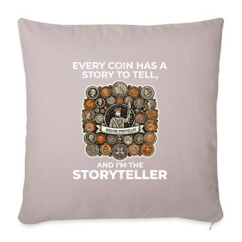 Numismatique de collection de pièces de monnaie - Housse de coussin décorative 45 x 45 cm - taupe clair - Devant