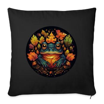 Frog from autumn leaves - Sofa pillowcase 17,3'' x 17,3'' (45 x 45 cm) - black - Front