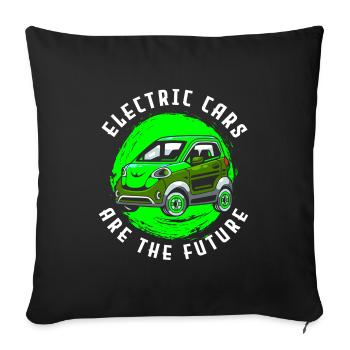 Elektromobilität Auto Strom Klimaschutz - Sofakissenbezug 45 x 45 cm - Schwarz - Vorne