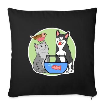 Aquarium, Fish, Dog, Cat, Pets, Pets, Pets, - Sofa pillowcase 17,3'' x 17,3'' (45 x 45 cm) - black - Front
