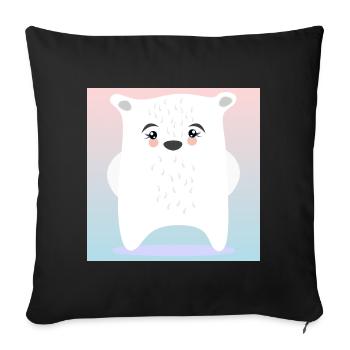 Mignon ours polaire ANIMAUX D’HIVER - Housse de coussin décorative 45 x 45 cm - noir - Devant