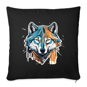 Geometric Wolf Head - Sofa pillowcase 17,3'' x 17,3'' (45 x 45 cm) - black - Front