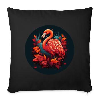 Flamingo in autumn leaves - Sofa pillowcase 17,3'' x 17,3'' (45 x 45 cm) - black - Front