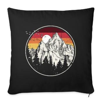 Retro Mountain Sunset Circle - Sofa pillowcase 17,3'' x 17,3'' (45 x 45 cm) - black - Front