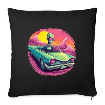 Alien Lowrider Auto Weltall Brille Sonne Wüste - Sofakissenbezug 45 x 45 cm - Schwarz - Vorne