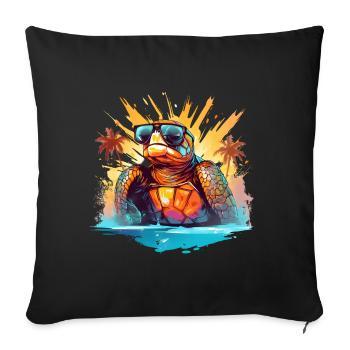 Schildkröte Sonnenbrille Sommer Strand Tier Panzer - Sofakissenbezug 45 x 45 cm - Schwarz - Vorne