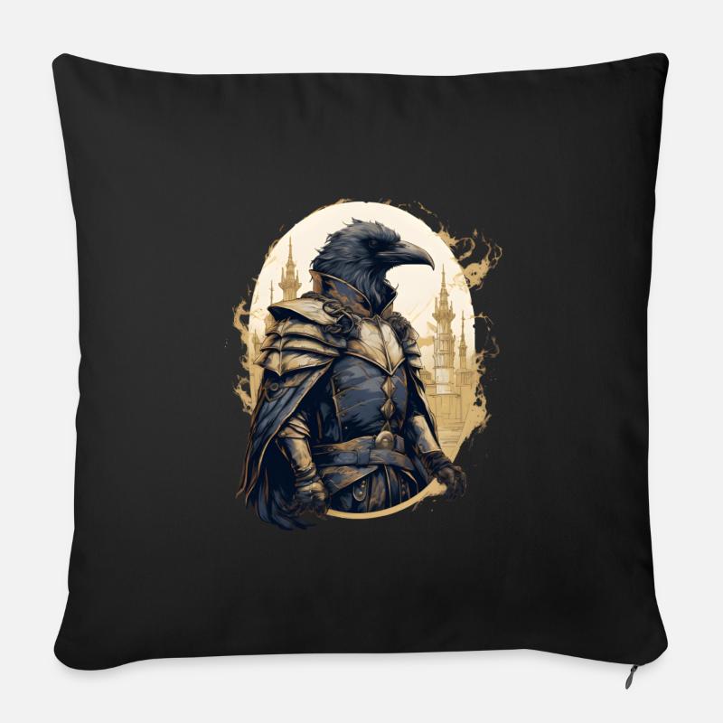 Rabe Rüstung Mittelalter Schloss Ritter Vogel - Sofakissenbezug 45 x 45 cm - Schwarz