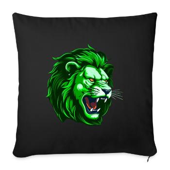 Tête de Lion Tête de Lion Vert - Housse de coussin décorative 45 x 45 cm - noir - Devant