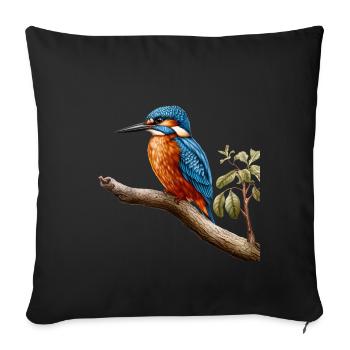 Kingfisher et Kingfisher design pour les amoureux des oiseaux - Housse de coussin décorative 45 x 45 cm - noir - Devant