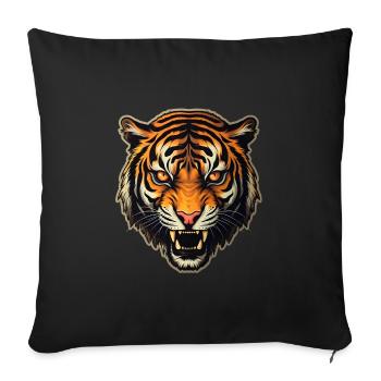 tiger, predator, animal, wild, lion, cat, wilderness, safari - Sofa pillowcase 17,3'' x 17,3'' (45 x 45 cm) - black - Front