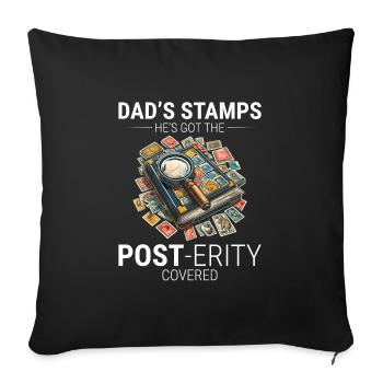 Timbre-poste vintage Collector Papa Philatéliste - Housse de coussin décorative 45 x 45 cm - noir - Devant