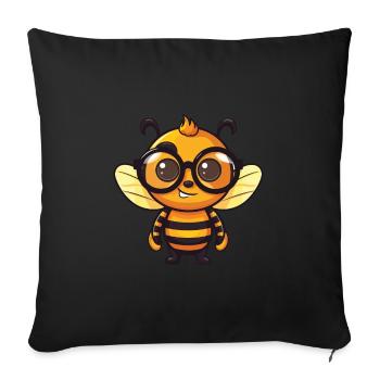 Biene trägt Brille Karikatur Kawaii Illustration - Sofakissenbezug 45 x 45 cm - Schwarz - Vorne