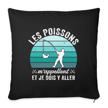 les poissons m'appellent et je dois y aller - Housse de coussin décorative 45 x 45 cm - noir - Devant