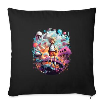 Anime Character Endteckt neue Bunte Welten - Sofakissenbezug 45 x 45 cm - Schwarz - Vorne