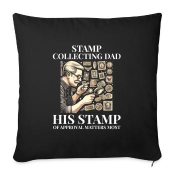 Timbres-poste d’époque Collectionneur de papa - Housse de coussin décorative 45 x 45 cm - noir - Devant