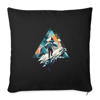 Geometrischer Bergsteiger im Polygonstil - Sofakissenbezug 45 x 45 cm - Schwarz - Vorne