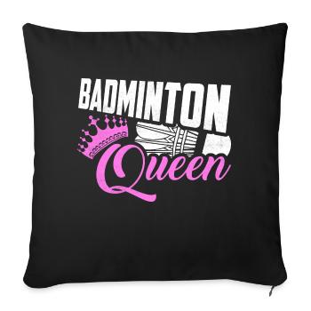Badminton Queen Player Femme Fille - Housse de coussin décorative 45 x 45 cm - noir - Devant