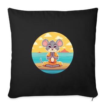 Souris Cartoon Yoga Beach Illustration d’été - Housse de coussin décorative 45 x 45 cm - noir - Devant