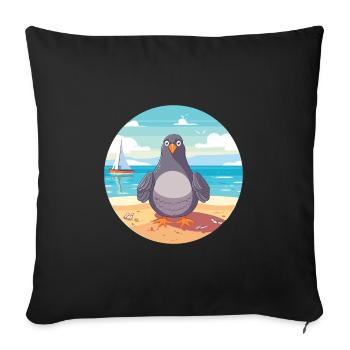 Pigeon Cartoon Yoga Beach Summer Illustration - Sofa pillowcase 17,3'' x 17,3'' (45 x 45 cm) - black - Front