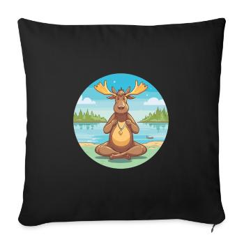 Elchkarikatur Yoga Strand Sommer Illustration - Sofakissenbezug 45 x 45 cm - Schwarz - Vorne