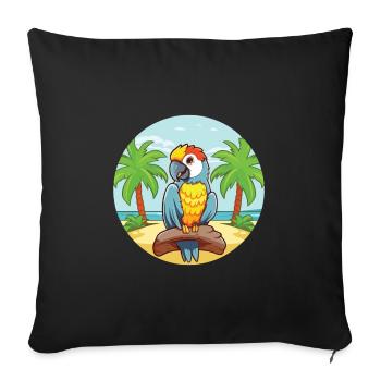 Parrot Cartoon Yoga Beach Summer Illustration - Sofa pillowcase 17,3'' x 17,3'' (45 x 45 cm) - black - Front