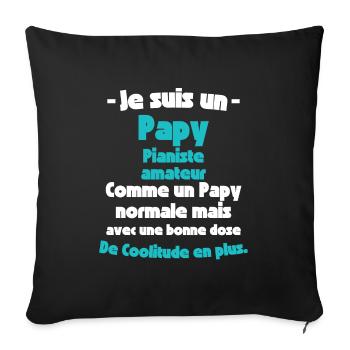 Papy Pianiste Amateur, Virtuose des Touches - Housse de coussin décorative 45 x 45 cm - noir - Devant