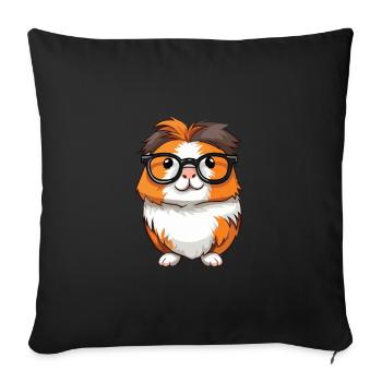 Guinea Pig With Glasses Cartoon Kawaii Illustratio - Sofa pillowcase 17,3'' x 17,3'' (45 x 45 cm) - black - Front