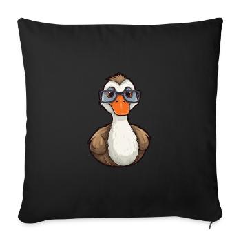 Goose Wearing Glasses Cartoon Kawaii Illustration - Sofa pillowcase 17,3'' x 17,3'' (45 x 45 cm) - black - Front