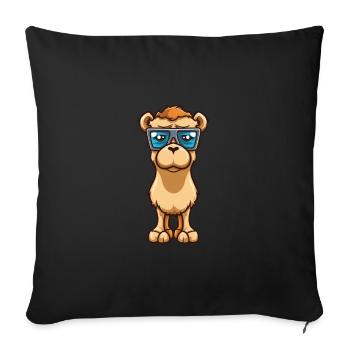 Camel Wearing Glasses Cartoon Kawaii Illustration - Sofa pillowcase 17,3'' x 17,3'' (45 x 45 cm) - black - Front