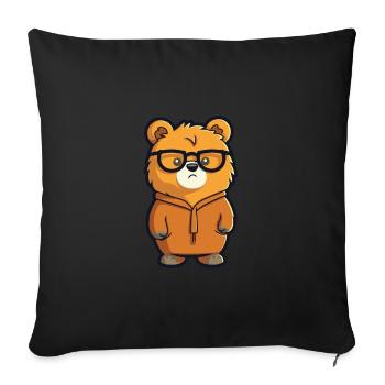 Bear Wearing Glasses Cartoon Kawaii Illustration - Sofa pillowcase 17,3'' x 17,3'' (45 x 45 cm) - black - Front