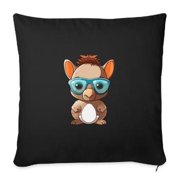 tatou avec des lunettes dessin animé illustration kawaii - Housse de coussin décorative 45 x 45 cm - noir - Devant