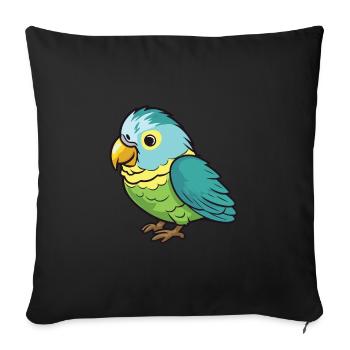 Parakeet Cartoon Kawaii Watercolor Illustration - Sofa pillowcase 17,3'' x 17,3'' (45 x 45 cm) - black - Front