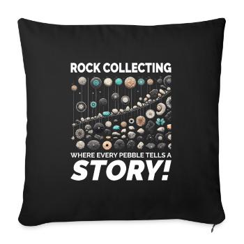 Pebble Rock Collecting Collector Geology Rockhound - Sofa pillowcase 17,3'' x 17,3'' (45 x 45 cm) - black - Front