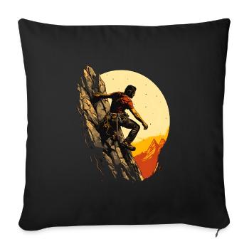 Kletterer Berg Sonnenuntergang Gebirge Mann - Sofakissenbezug 45 x 45 cm - Schwarz - Vorne