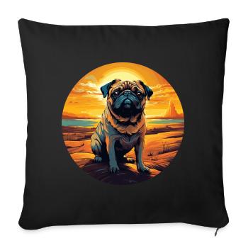 Pug in the desert at sunset - Sofa pillowcase 17,3'' x 17,3'' (45 x 45 cm) - black - Front