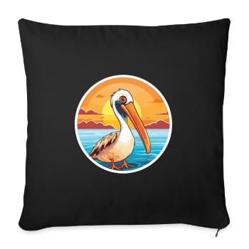 Pelican Funny Cartoon Kawaii Beach Illustration - Sofa pillowcase 17,3'' x 17,3'' (45 x 45 cm) - black - Front