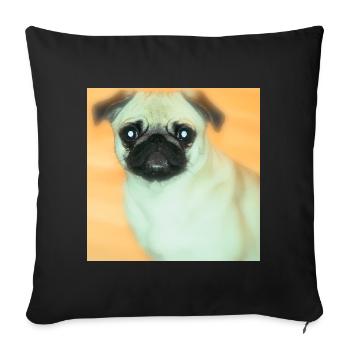 Cute Pug with Big Eyes - Sofa pillowcase 17,3'' x 17,3'' (45 x 45 cm) - black - Front