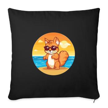 Squirrel Funny Cartoon Kawaii Beach Illustration - Sofa pillowcase 17,3'' x 17,3'' (45 x 45 cm) - black - Front