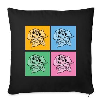 Nature Fleurs Jardinier Cadeau Pop Art Roses - Housse de coussin décorative 45 x 45 cm - noir - Devant