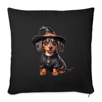 Sorcière teckel avec chapeau de sorcière Halloween Teckel - Housse de coussin décorative 45 x 45 cm - noir - Devant