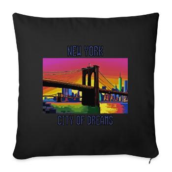 New York City of Dreams - Sofa pillowcase 17,3'' x 17,3'' (45 x 45 cm) - black - Front