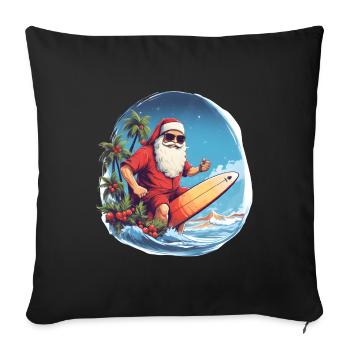 Santa oder Weihnachtsmann mit Brille am Surfen - Sofakissenbezug 45 x 45 cm - Schwarz - Vorne