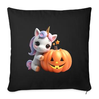 cute unicorn leaning on pumpkin halloween - Sofa pillowcase 17,3'' x 17,3'' (45 x 45 cm) - black - Front