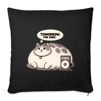 Fitness grouch cat - Sofa pillowcase 17,3'' x 17,3'' (45 x 45 cm) - black - Front